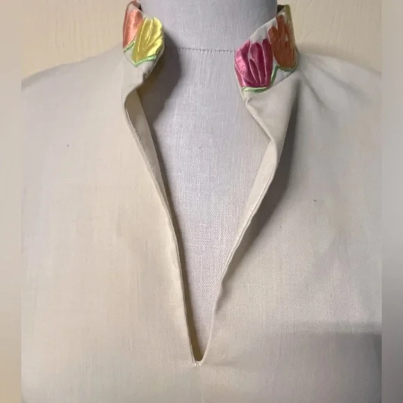 Vintage handmade 1960s 1970s floral embroidered maxi dress - Picture 5 of 8